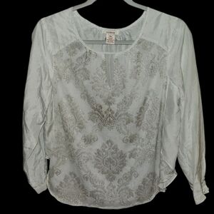 Sparkley Sundance Silk Embroidered Blouse. PM